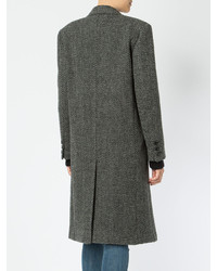 Женское темно-серое твидовое пальто от Saint Laurent
