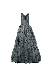 Темно-серое шелковое вечернее платье с украшением от Christian Siriano