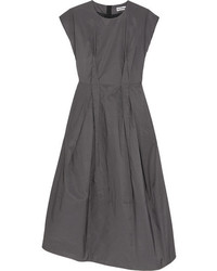 Темно-серое шелковое платье-миди