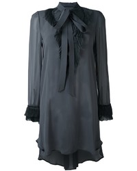 Темно-серое шелковое платье прямого кроя от Ermanno Scervino