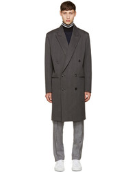Мужское темно-серое шерстяное пальто с узором "в ёлочку" от Paul Smith