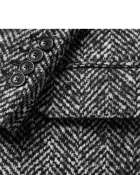 Мужское темно-серое шерстяное пальто с узором "в ёлочку" от Tod's