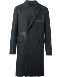 Мужское темно-серое шерстяное пальто от Emporio Armani