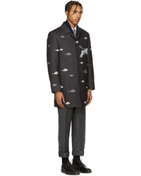 Мужское темно-серое шерстяное пальто от Thom Browne