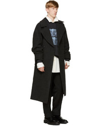 Мужское темно-серое шерстяное пальто от Yang Li