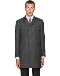 Мужское темно-серое шерстяное пальто от Thom Browne