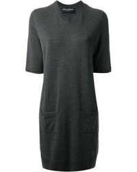 Темно-серое шерстяное повседневное платье от Dolce & Gabbana