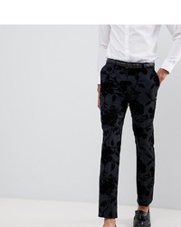 Темно-серые бархатные классические брюки с принтом