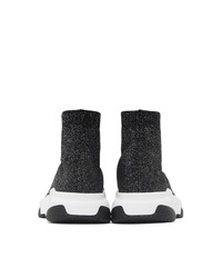 Женские темно-серые высокие кеды из плотной ткани от Balenciaga