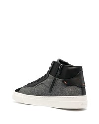 Мужские темно-серые высокие кеды из плотной ткани от Santoni