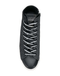 Женские темно-серые высокие кеды из плотной ткани от Leather Crown