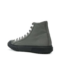 Мужские темно-серые высокие кеды от Prada