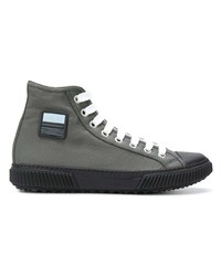 Мужские темно-серые высокие кеды от Prada