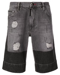 Мужские темно-серые джинсовые рваные шорты от Philipp Plein