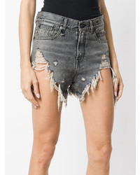 Женские темно-серые джинсовые рваные шорты от R13