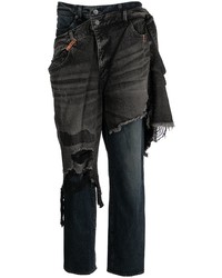 Мужские темно-серые джинсы в стиле пэчворк от Maison Mihara Yasuhiro