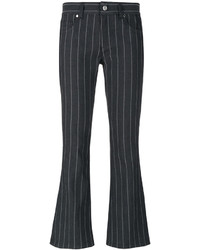 Темно-серые джинсы-клеш в вертикальную полоску от Versace