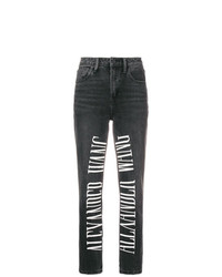Женские темно-серые джинсы с вышивкой от Alexander Wang