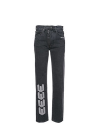 Женские темно-серые джинсы с вышивкой от Off-White