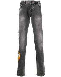 Мужские темно-серые джинсы с вышивкой от Philipp Plein