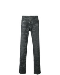 Темно-серые джинсы с камуфляжным принтом