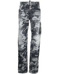 Мужские темно-серые джинсы с камуфляжным принтом от DSQUARED2