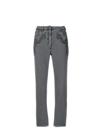 Женские темно-серые джинсы с "огурцами" от Etro