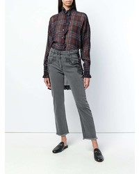 Женские темно-серые джинсы с "огурцами" от Etro