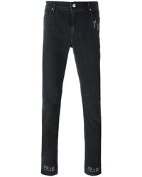 Темно-серые джинсы с принтом