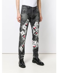 Мужские темно-серые джинсы с принтом от Philipp Plein