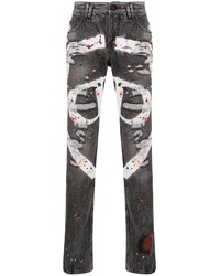 Мужские темно-серые джинсы с принтом от Philipp Plein