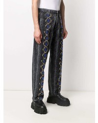 Мужские темно-серые джинсы с принтом от Versace