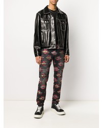 Мужские темно-серые джинсы с принтом от Philipp Plein