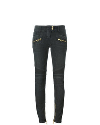 Темно-серые джинсы скинни с украшением от Balmain
