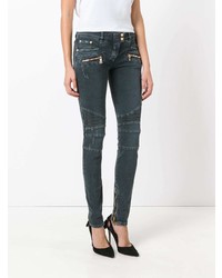 Темно-серые джинсы скинни от Balmain