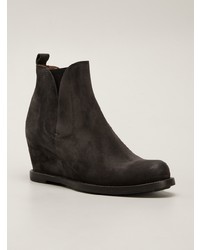 Темно-серые замшевые ботильоны на танкетке от Buttero