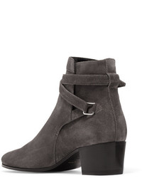 Темно-серые замшевые ботильоны от Saint Laurent