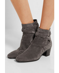 Темно-серые замшевые ботильоны от Saint Laurent