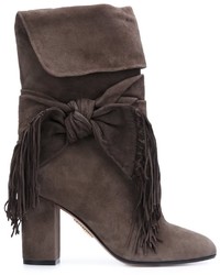 Женские темно-серые замшевые ботинки от Aquazzura