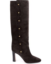 Темно-серые замшевые ботфорты от Chloé