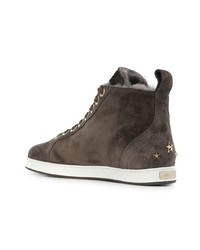 Женские темно-серые замшевые высокие кеды от Jimmy Choo