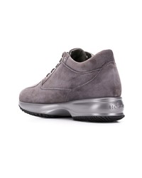 Темно-серые замшевые кроссовки на танкетке от Hogan