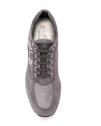 Темно-серые замшевые кроссовки на танкетке от Hogan