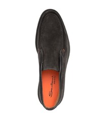 Мужские темно-серые замшевые лоферы от Santoni