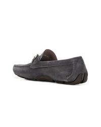 Мужские темно-серые замшевые мокасины от Salvatore Ferragamo