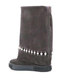 Темно-серые замшевые полусапоги от Casadei