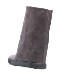 Темно-серые замшевые полусапоги от Casadei