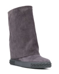 Темно-серые замшевые полусапоги от Casadei