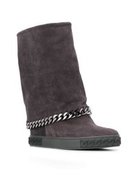 Темно-серые замшевые полусапоги от Casadei
