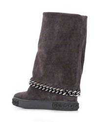 Темно-серые замшевые полусапоги от Casadei
